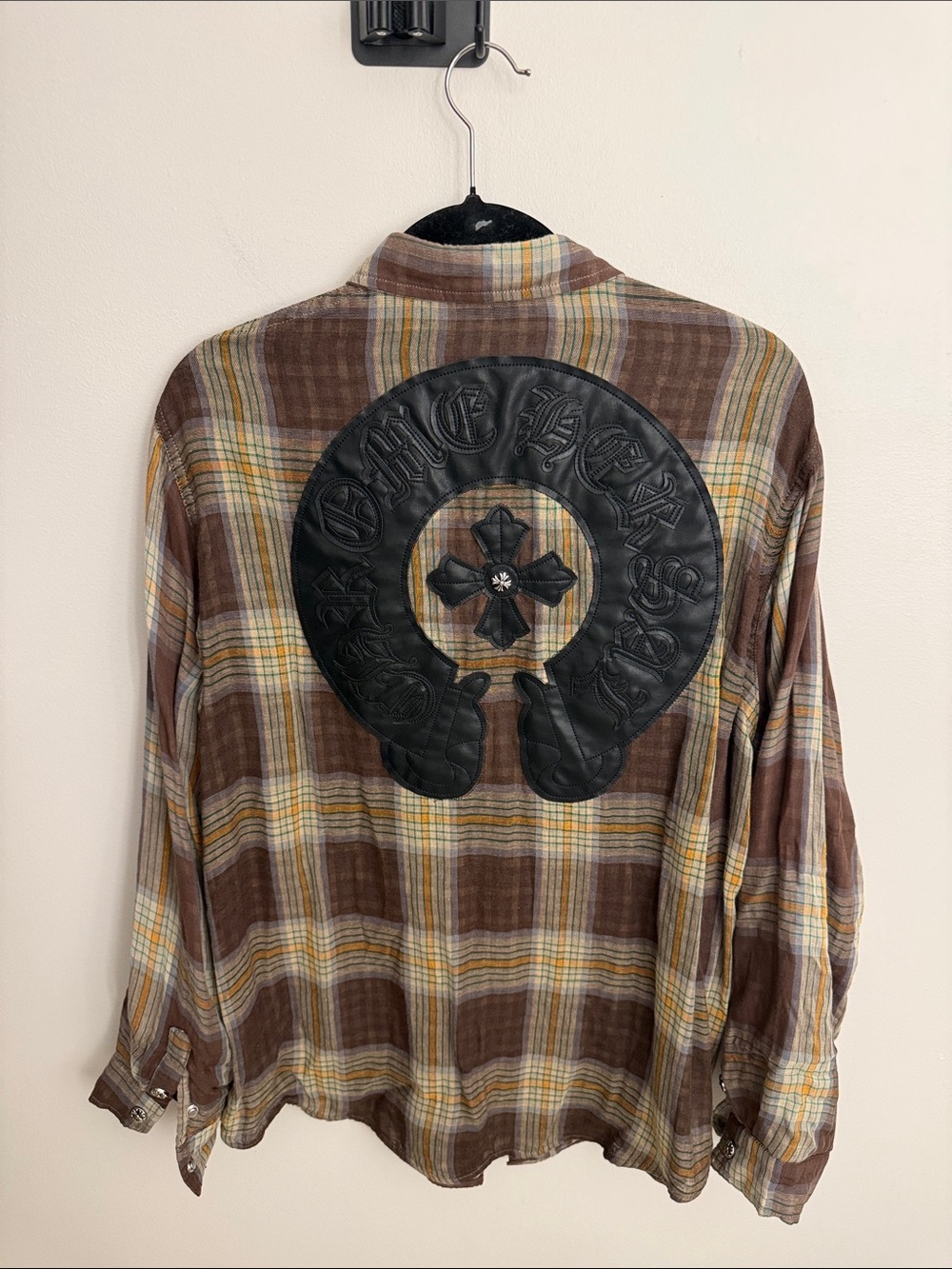 Brown Plaid Button-Down Casual Shirt with Chest Pocket